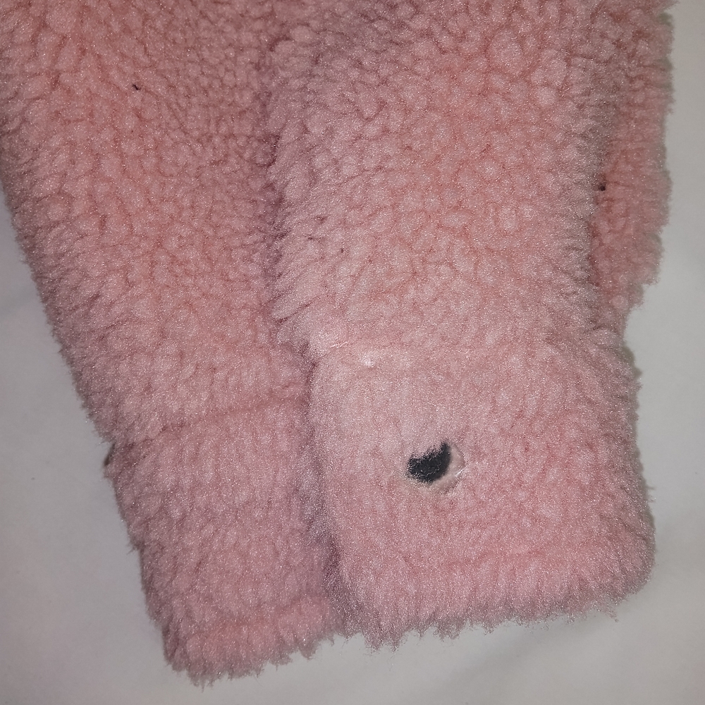 Shein Women Pink/White Drop Shoulder Soft Plush Crop Jacket Size Large - Picture 9 of 11